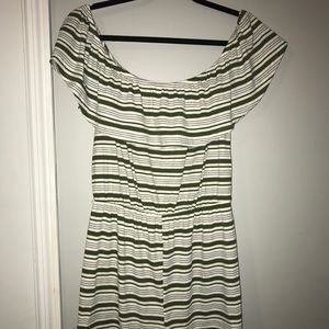 Green and white striped romper